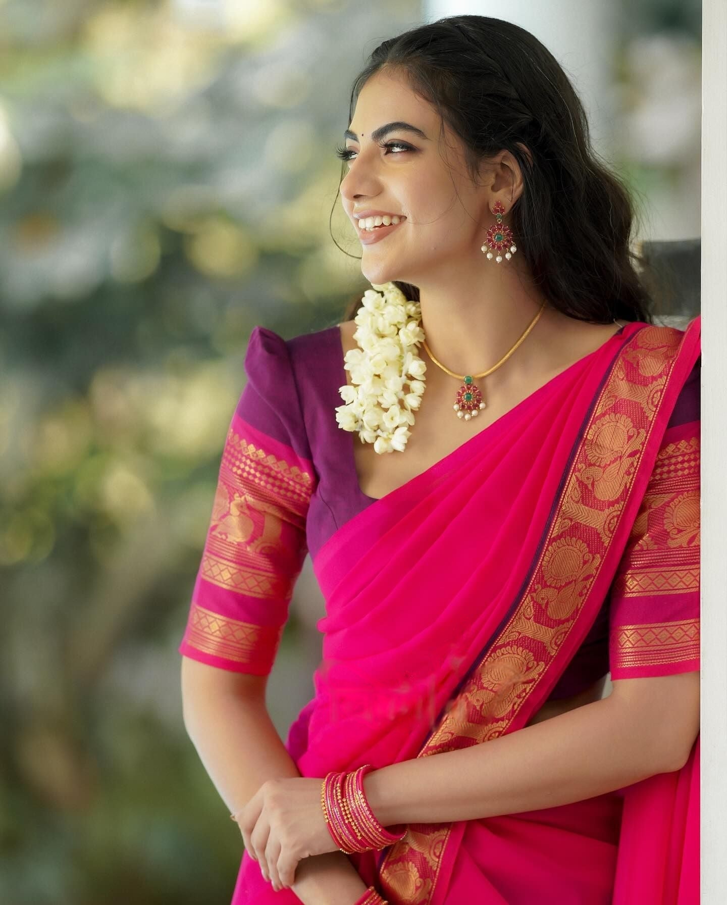 Mezos Rani Pink & Plum Banarasi Silk Half Saree Set | Amali Royal Heritage Collection