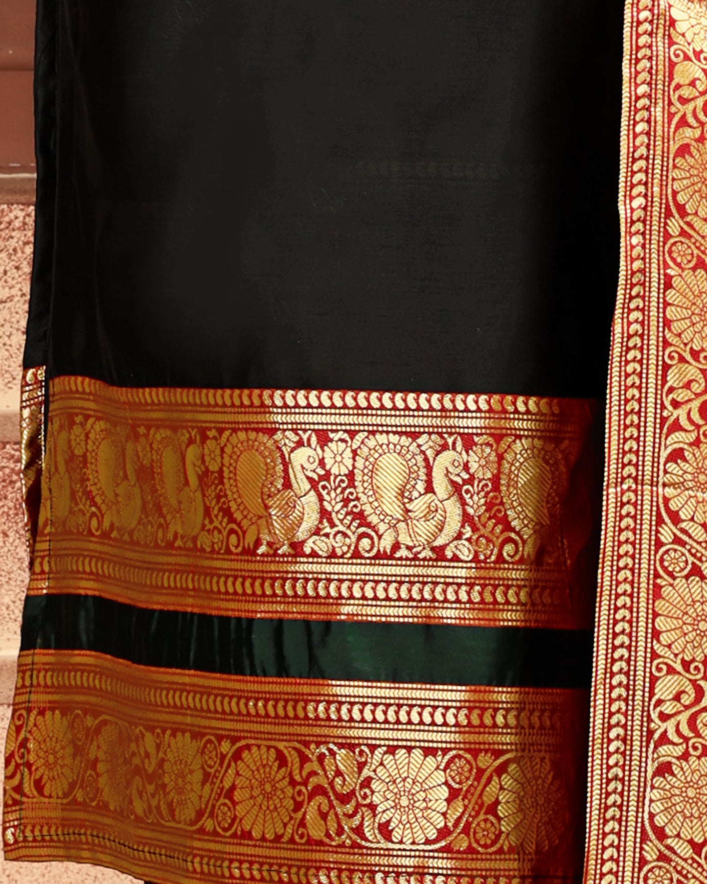 Mezos Black & Gold Zari Border Cotton Silk Kurta with Dupatta and Salwar – Premium Festive Wear by Amali