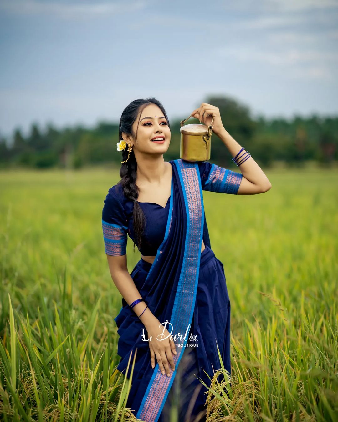 Mezos Royal Blue Banarasi Silk Zari Half Saree Set | Amali Royal Heritage Collection