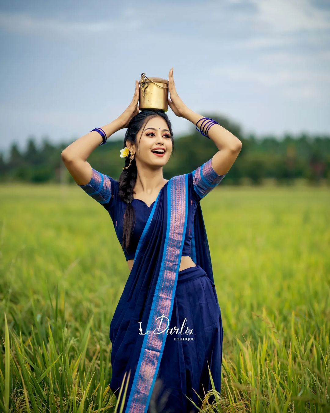 Mezos Royal Blue Banarasi Silk Zari Half Saree Set | Amali Royal Heritage Collection
