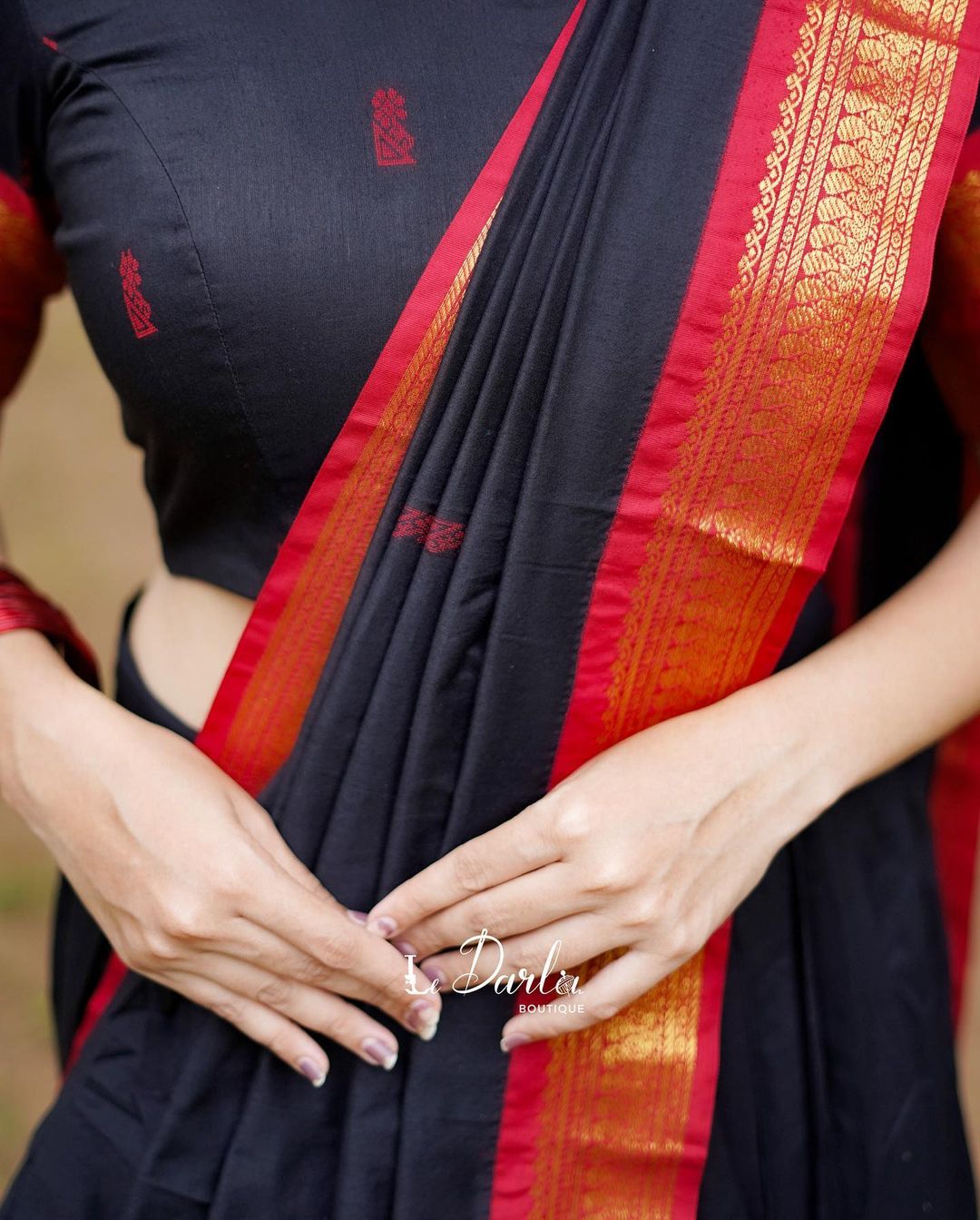 Mezos Black & Maroon Banarasi Kanjivaram Silk Zari Half Saree Set | Amali Royal Heritage Collection