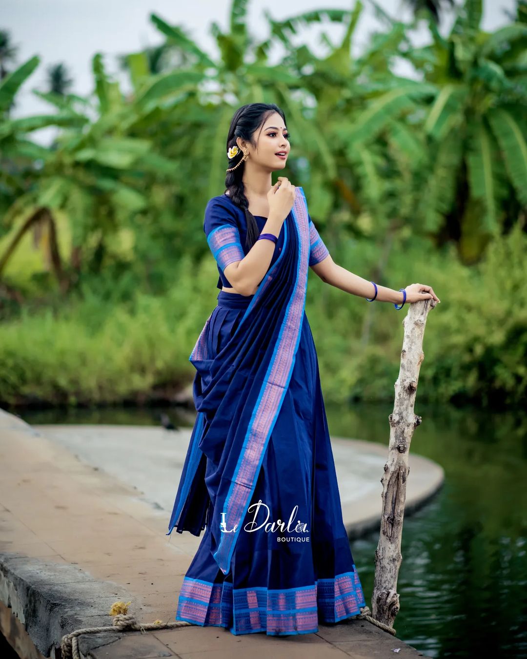 Mezos Royal Blue Banarasi Silk Zari Half Saree Set | Amali Royal Heritage Collection