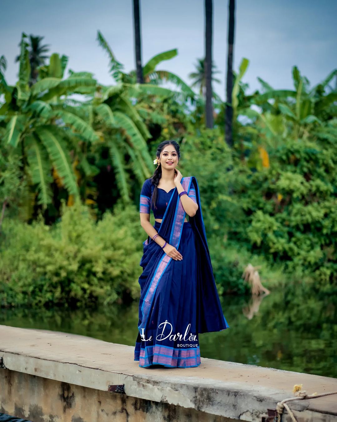 Mezos Royal Blue Banarasi Silk Zari Half Saree Set | Amali Royal Heritage Collection