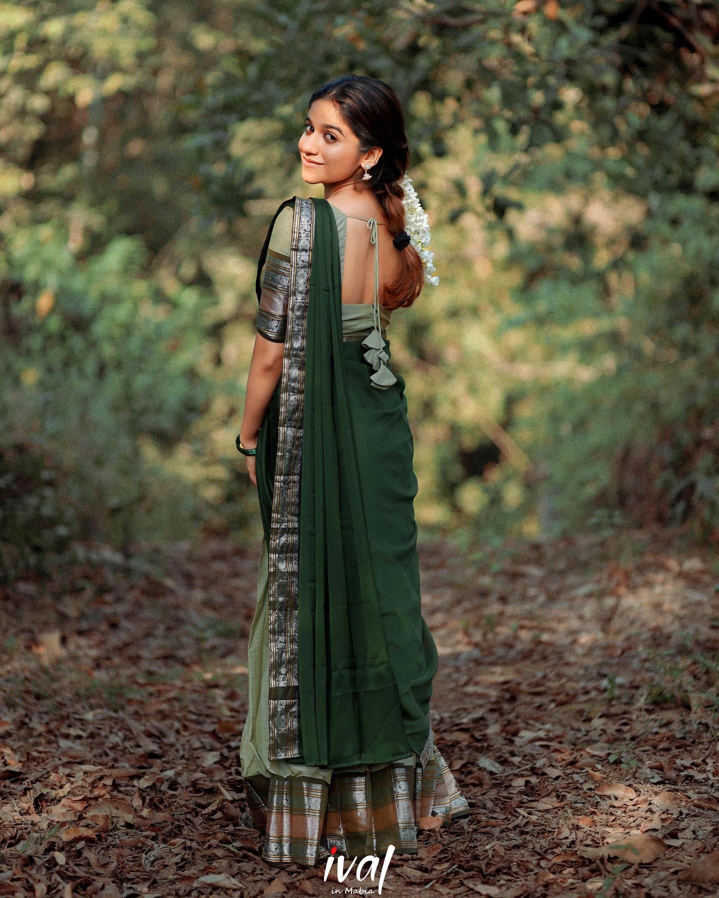 Mezos Dual Green Banarasi Silk Zari Half Saree Set | Amali Royal Heritage Collection