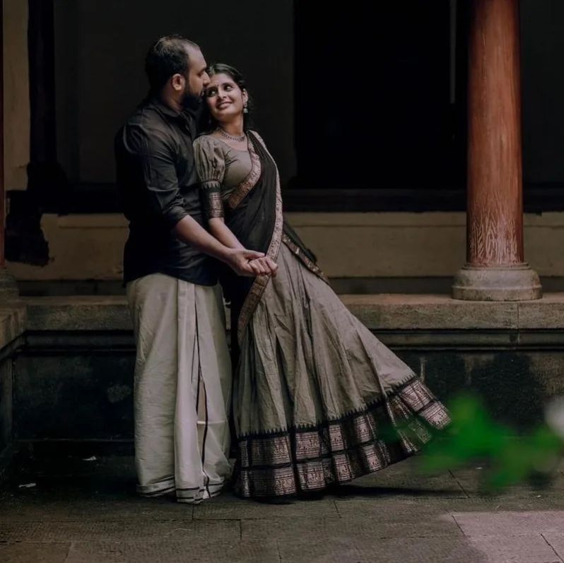 Mezos Elegant Grey & Black Kanjivaram Banarasi Silk Zari Half Saree Set | Amali Premium Festive Collection