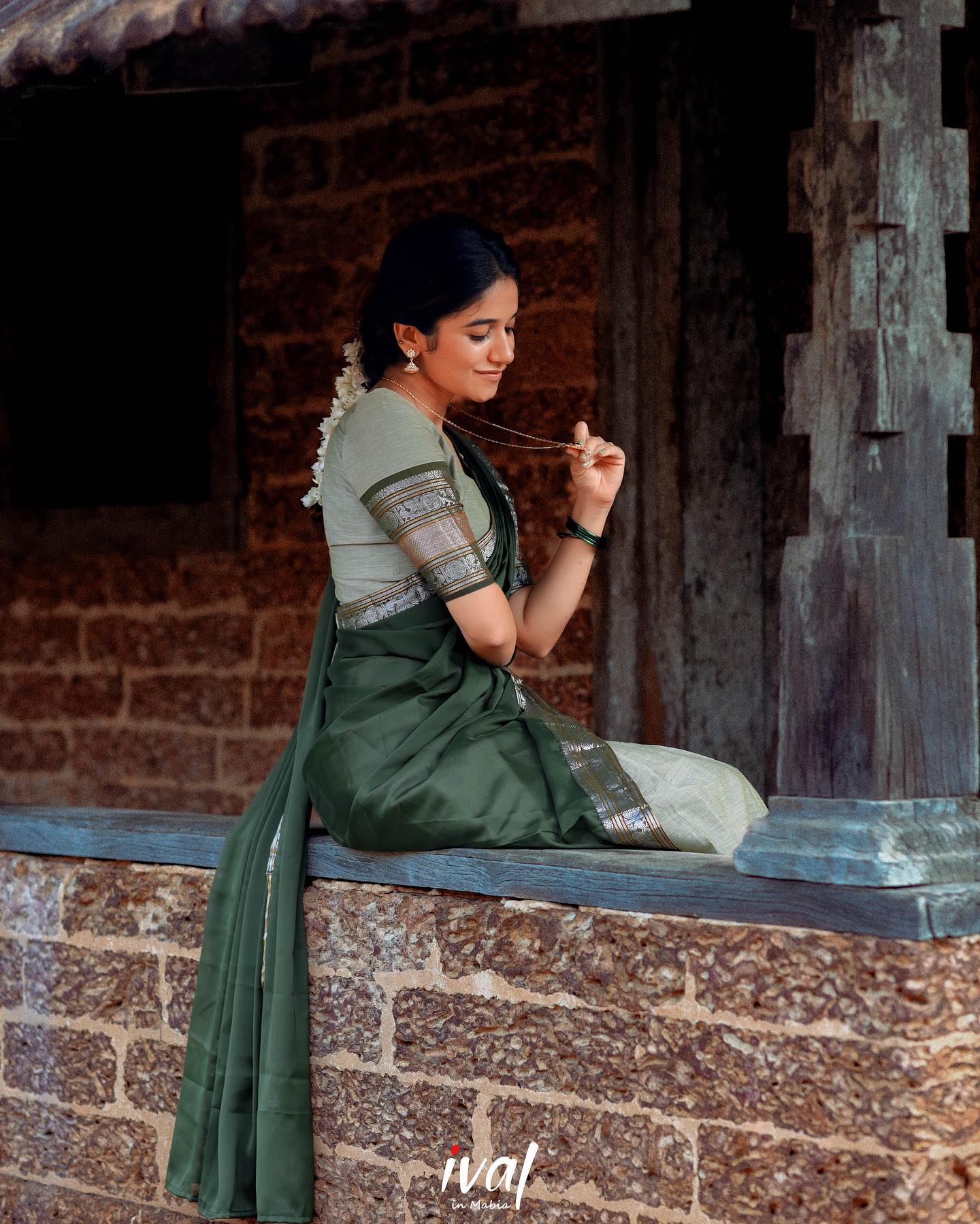 Mezos Dual Green Banarasi Silk Zari Half Saree Set | Amali Royal Heritage Collection