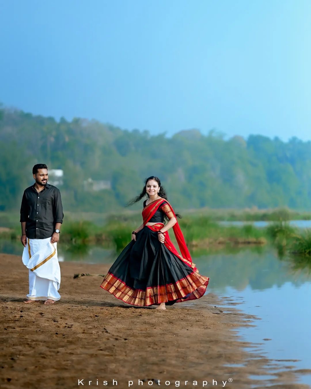 Mezos Kanjivaram Banarasi Silk Zari Half Saree Set – Red & Black Lehenga with Dupatta (Unstitched) | Amali Ethnic Collection