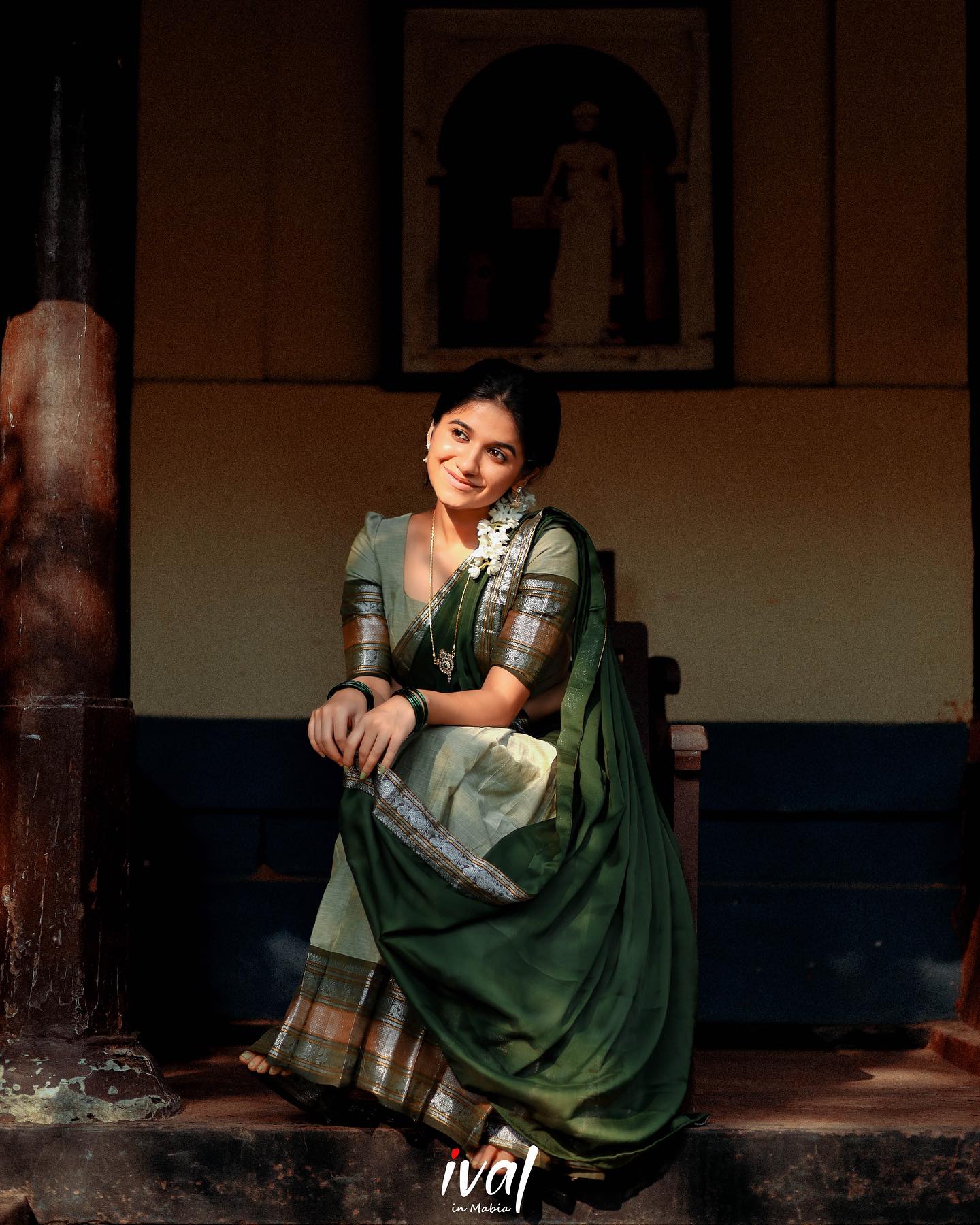 Mezos Dual Green Banarasi Silk Zari Half Saree Set | Amali Royal Heritage Collection