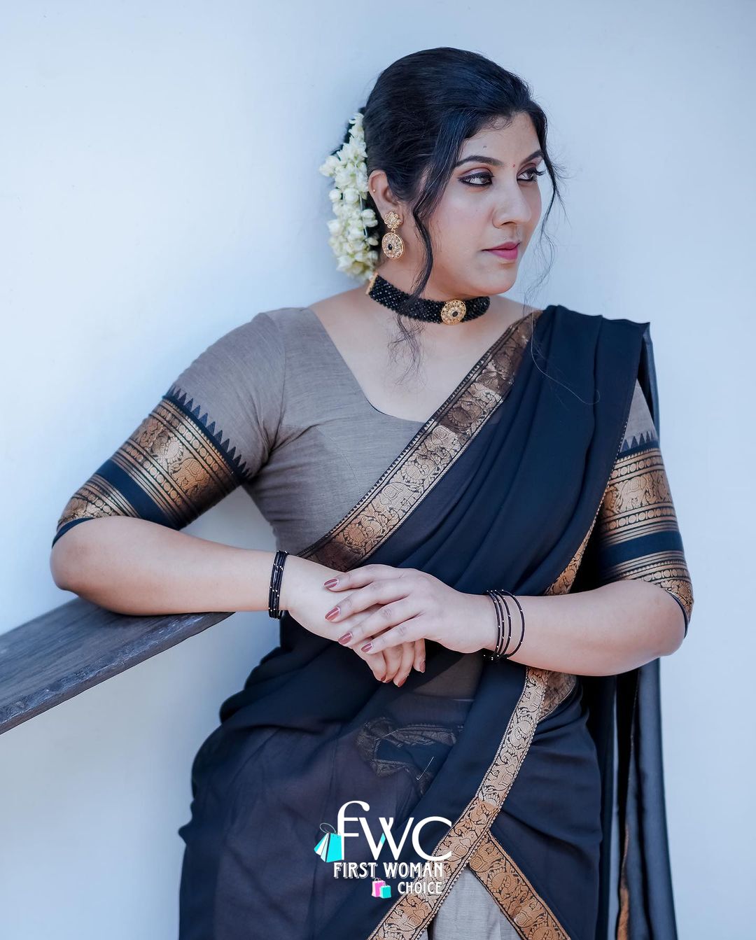 Mezos Elegant Grey & Black Kanjivaram Banarasi Silk Zari Half Saree Set | Amali Premium Festive Collection