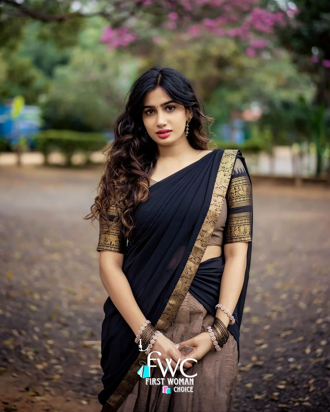 Mezos Elegant Grey & Black Kanjivaram Banarasi Silk Zari Half Saree Set | Amali Premium Festive Collection