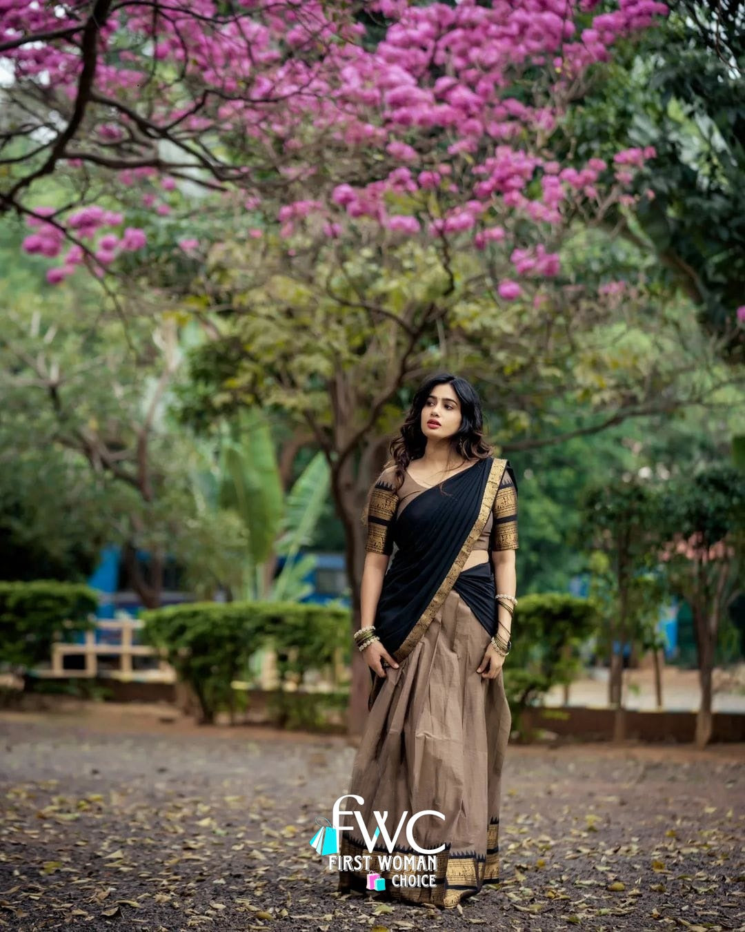 Mezos Elegant Grey & Black Kanjivaram Banarasi Silk Zari Half Saree Set | Amali Premium Festive Collection