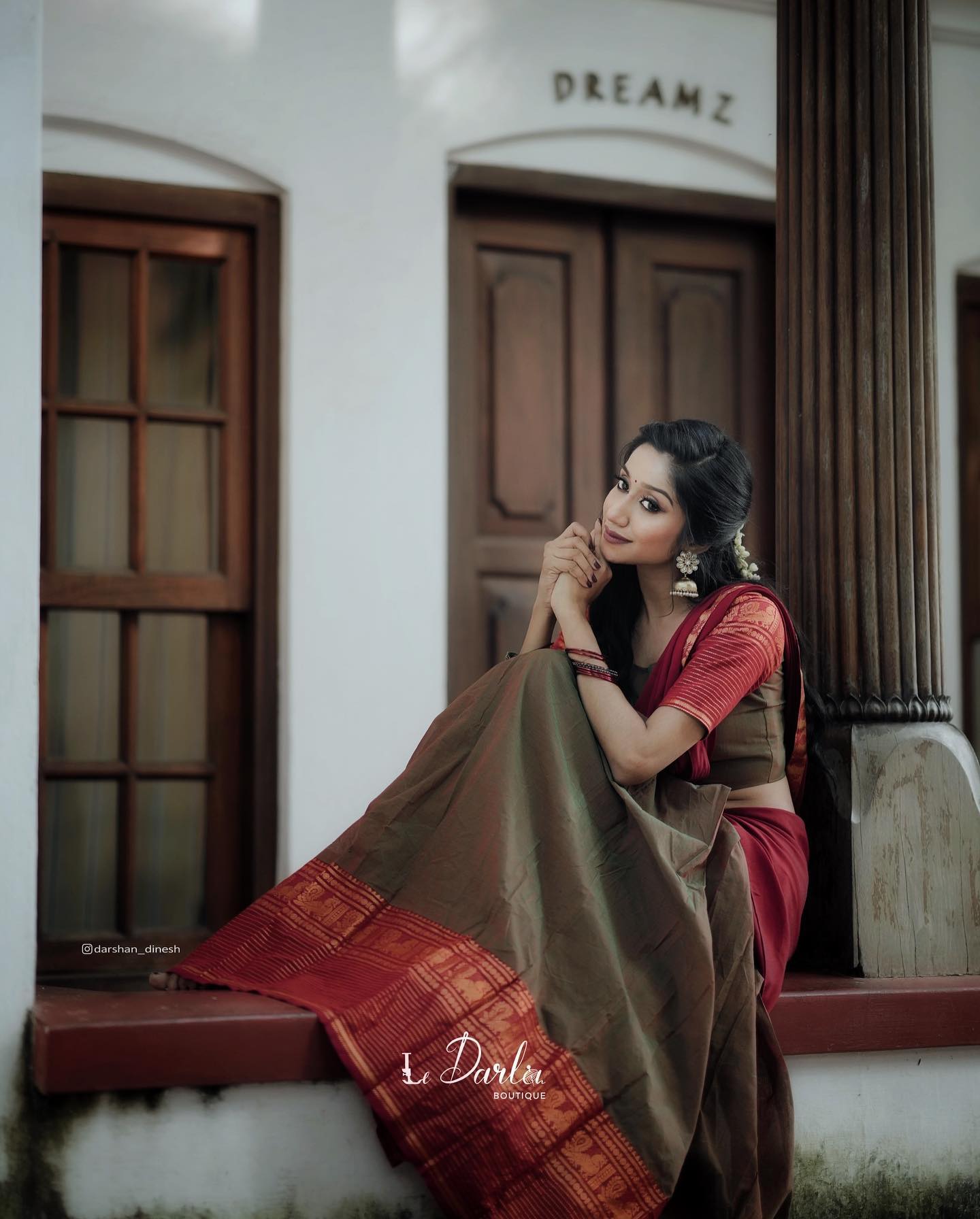 Mezos Brown & Maroon Banarasi Silk Zari Half Saree Set | Amali Royal Heritage Collection