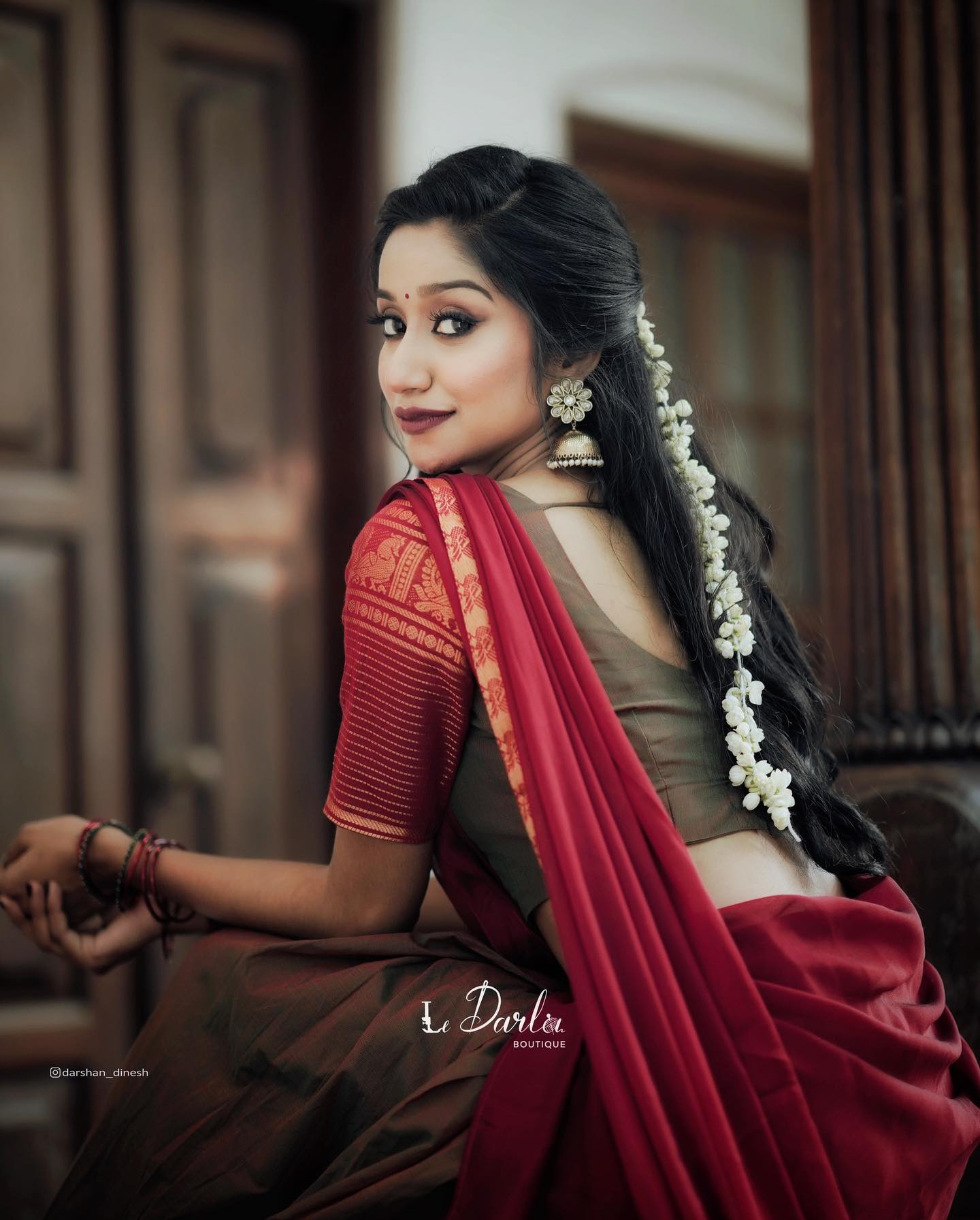 Mezos Brown & Maroon Banarasi Silk Zari Half Saree Set | Amali Royal Heritage Collection